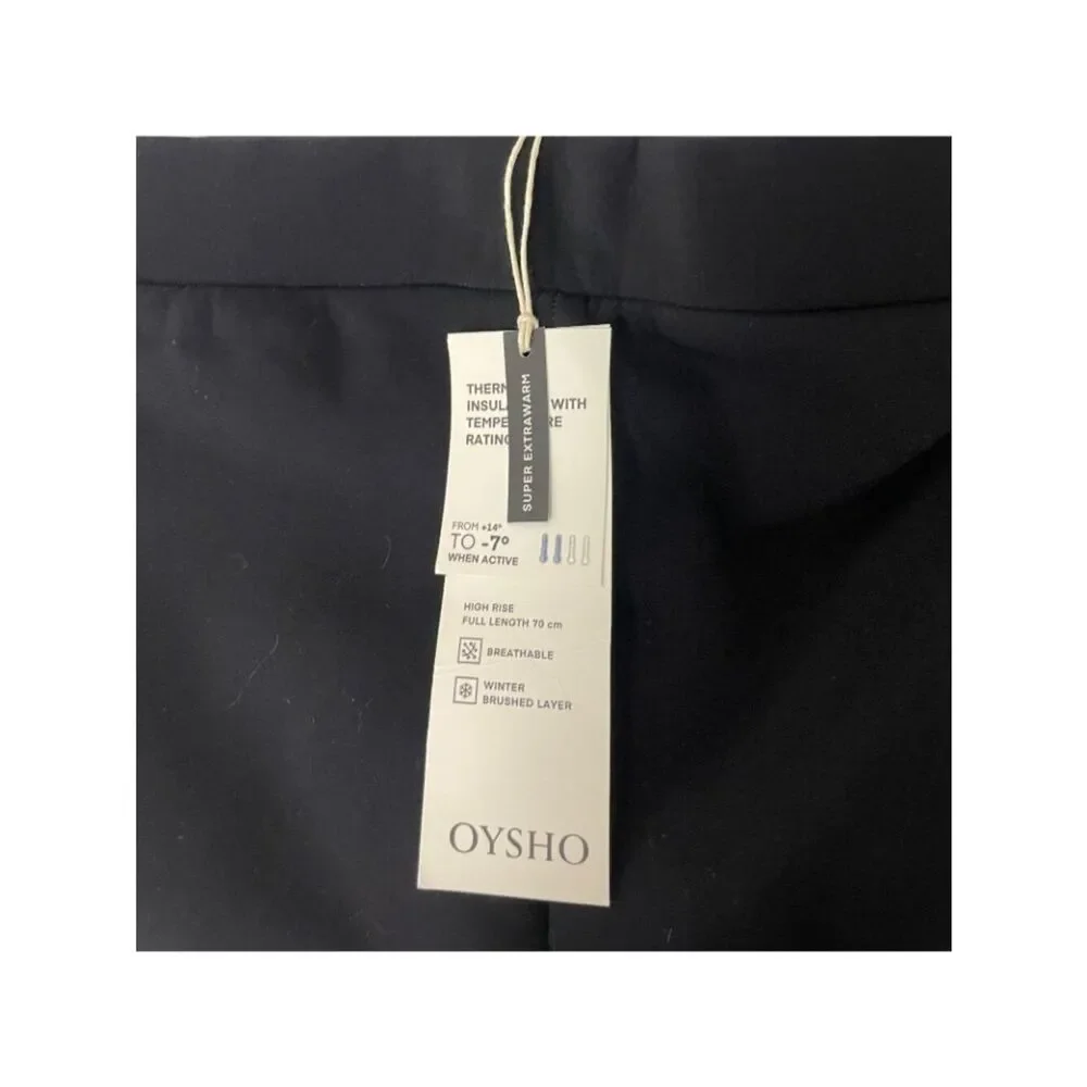 Oysho Womens Leggings Medium Black Ankle High Rise Super Extra Warm Seamless NWT
